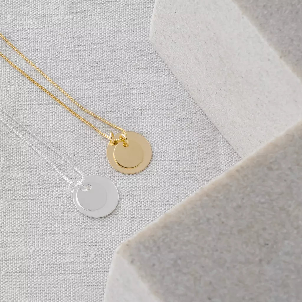 Medium Necklace with Customizable Plate Pendants - Silver