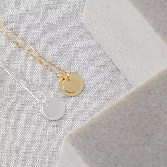 Medium Necklace with Customizable Plate Pendants - Silver