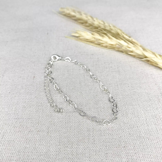 Heart Chain Bracelet - Silver
