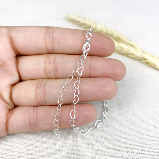 Heart Chain Bracelet - Silver