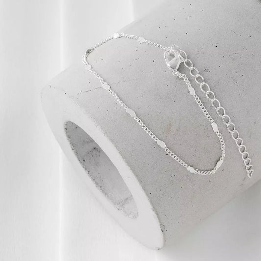 Chain Bracelet with Heart Details - Silver