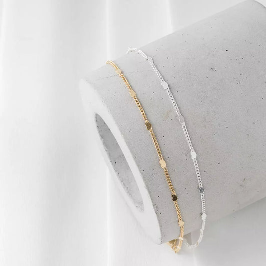 Chain Bracelet with Heart Details - Silver