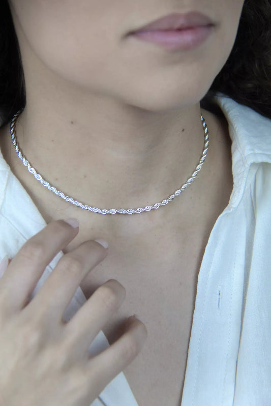 Bahian Chain Choker Necklace - Silver